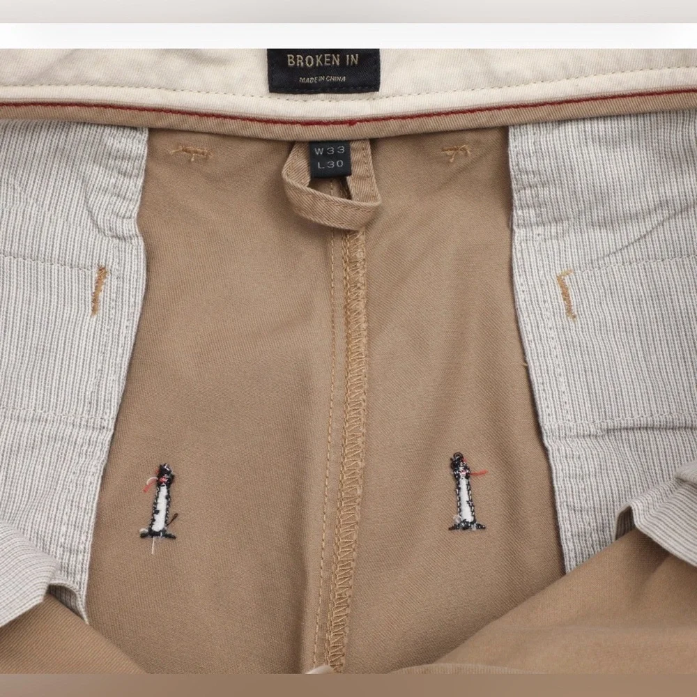 J.‎ Crew 770 Khaki Chinos with Embroidered Lighthouses Size:33/30